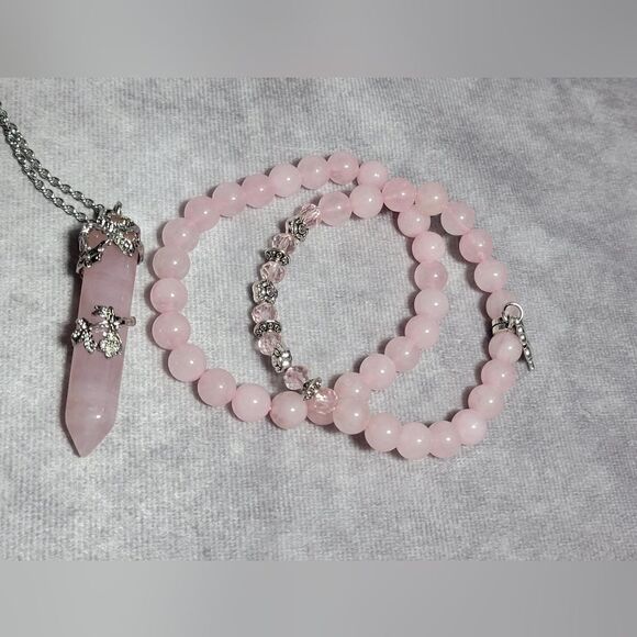 Galilea Rose Quartz Pendant and Bracelets - Picture 6 of 16